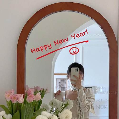 ins简约新年笑脸贴纸 圣诞节自拍镜子玻璃门橱窗节日氛围装饰贴 - 图1