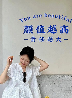 趣文字自拍照试衣镜子贴纸