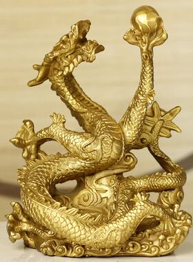 铜龙摆件书房金属工艺品