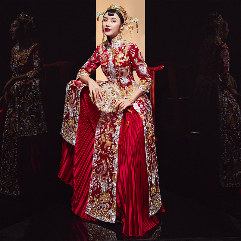 秀禾服新娘2020新款龙凤褂中式婚纱 琼兰旗袍