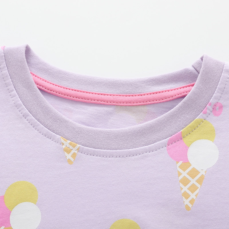 女童冰淇淋印花棉套装宝宝夏季薄款短袖短裤两件套儿童T恤家居服5,淘宝优惠券,粉丝福利购,淘宝优惠卷