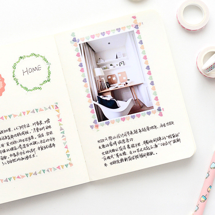 细款手账和纸花边胶带手帐本成长手册diy装饰材料分割线边框贴纸 - 图1