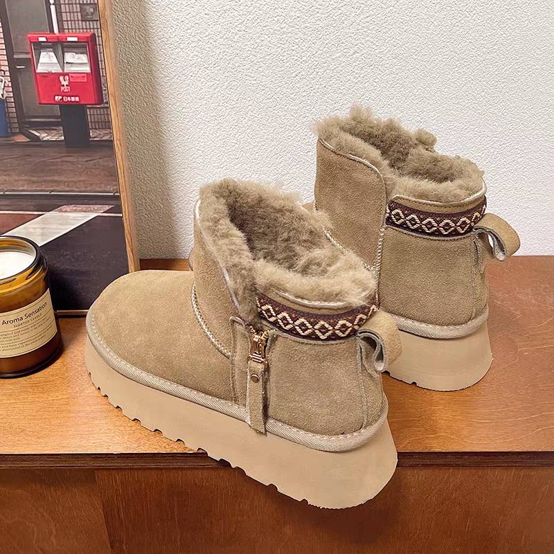 断码撤柜厚底雪地靴女冬季加绒加厚毛绒保暖棉靴侧拉链雪地棉鞋,淘宝优惠券,粉丝福利购,淘宝优惠卷