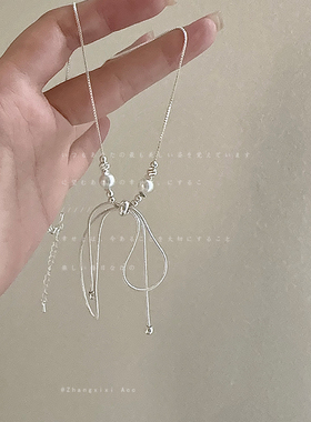 小众设计感夸张蝴蝶结珍珠项链女个性独特精致时尚百搭颈链锁骨链