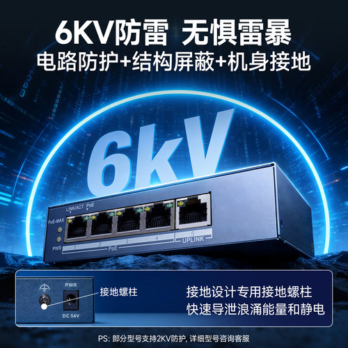 海康威视poe交换机4口5口8口16口24口 百兆千兆国标48V监控专用网线供电交换转换分线器路由网络以太网分流器 - 图2