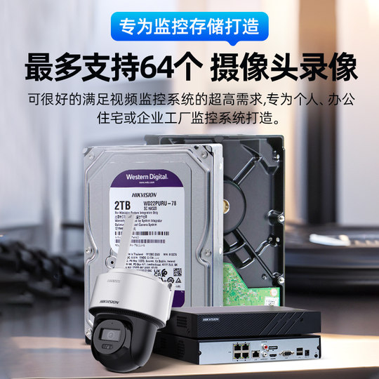 海康威视监控录像机专用机械硬盘2TB 4T 6T 8T监控级存储数据紫盘