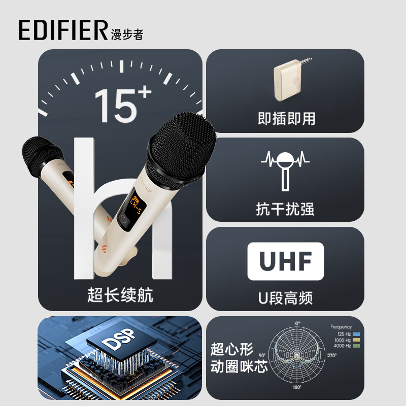 edifier iu32万能无线一拖二麦克风 漫步者麦克风/话筒