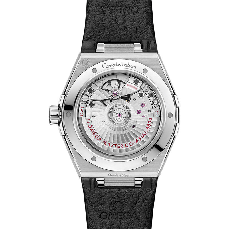 欧米茄星座系列皮带黑盘简约男表 方耀天成海外瑞士腕表