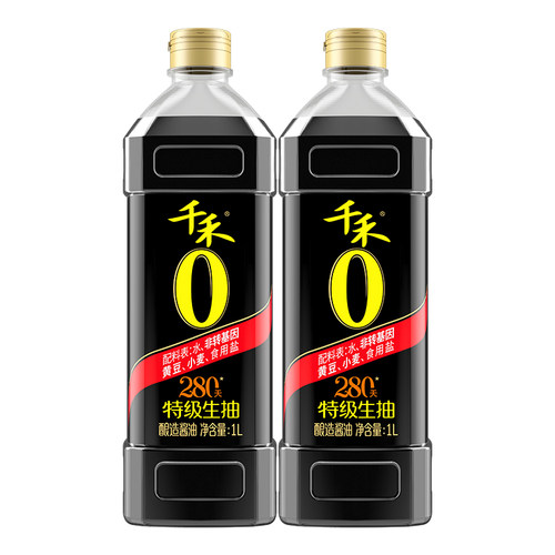 千禾0酱油头道原香280天1L*2瓶特级生抽酱油配料不加糖酿造酱油 - 图3