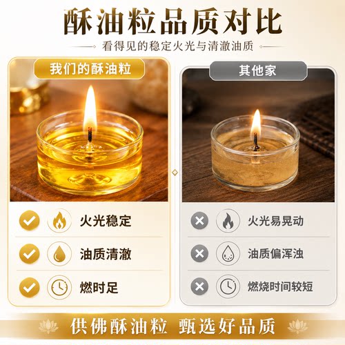 莲花酥油灯酥油100粒4小时长明灯供佛灯佛前供灯蜡烛家用无烟无味 - 图2