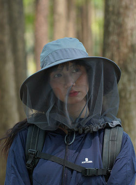 户外防蚊帽男女夏季户外防晒渔夫帽面纱钓鱼帽遮阳遮脸防晒采茶帽
