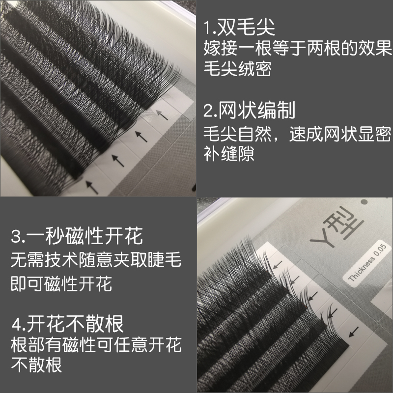 0.05Y型编制款郁金香嫁接睫毛柔软浓密一秒磁性开花爱情网状yy形-图1