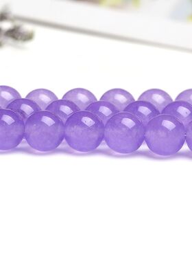 天然石浅紫色玉髓散珠半成品diy手工编织材料手链项链手串珠配件
