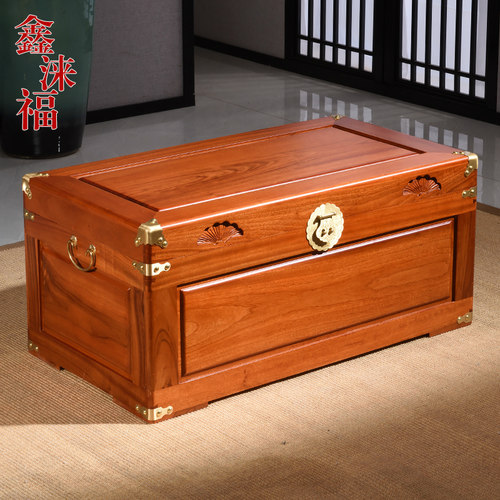 整板独板樟木箱子字画箱全香樟木储物箱婚嫁箱字画箱全实木箱带锁 - 图0