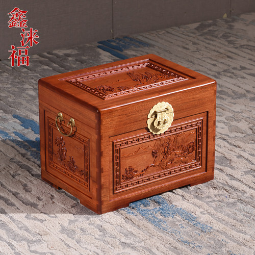 香樟木箱子全香樟木实木婚嫁箱衣箱字画书画箱储物仿古收藏箱 - 图2