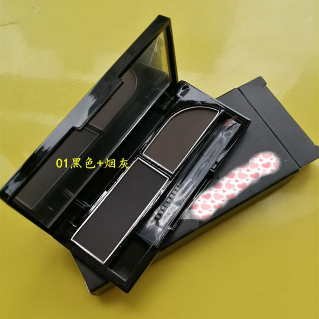 双色眉粉立体塑型野生绒雾修容防水不脱色持久小样咖色咖黑色灰色