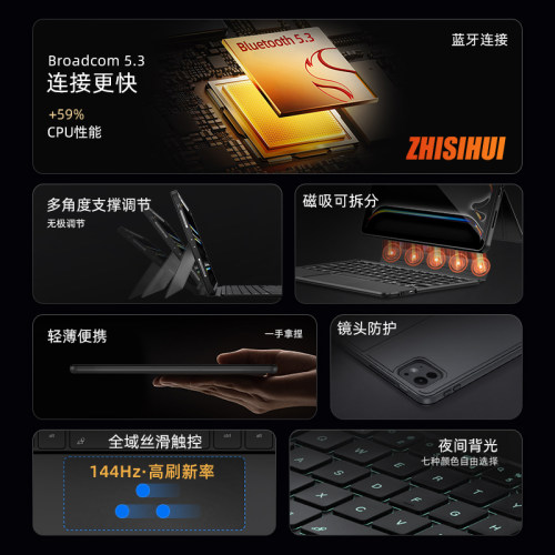 智思慧适用苹果ipad妙控键盘pro11寸13保护套air7/6平板壳mini7智能触控蓝牙磁吸ipad9/10/11代4专用一体鼠标 - 图0