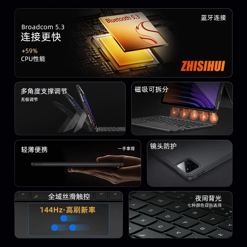 Кожух/чехол Zhisihui, подходящий для Xiaomi планшета 8Pro клавиатура 7spro умная сенсорная 7ultra плавающая клавиатура 6s pro магический контроль 5 красный планшет Redmi redmipad2 защитный чехол магнитная клавиатура с Bluetooth