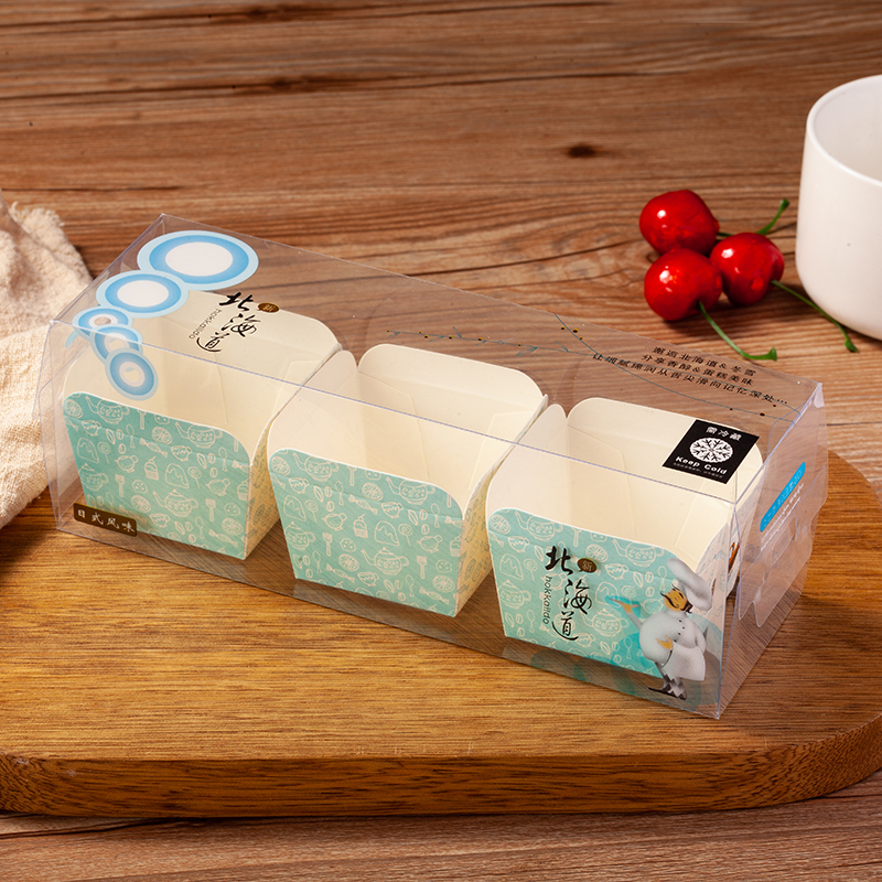 北海道流芯心杯2/3粒装塑料透明纸杯戚风慕斯包装 烘焙蛋糕打包盒 - 图2