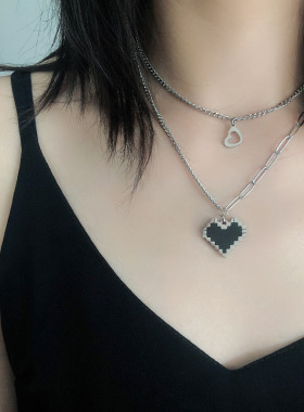 自制钛钢马赛克女ins项链