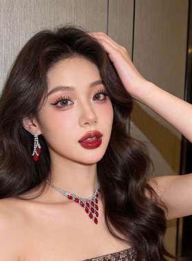 「千金超闪」红色满钻项链