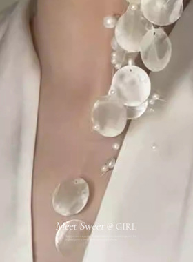 法式复古白色贝壳珍珠耳环