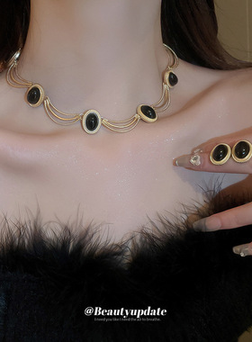 复古项链配饰女宫廷风毛衣颈链