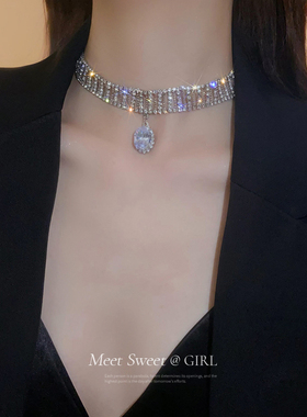 超闪锆石水滴吊坠颈链