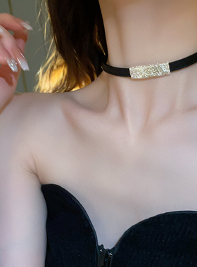 黑色皮带项链项圈女颈带