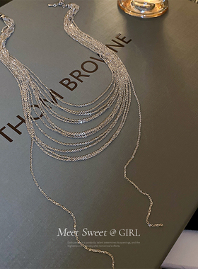 多层流苏锁骨链女设计感小众项链