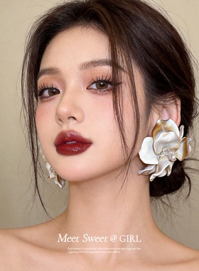 欧美串珠花朵耳钉绝美