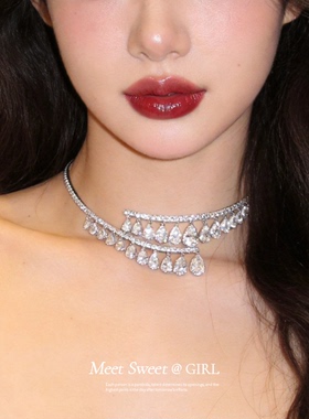 奢华闪钻水滴项圈choker项链女