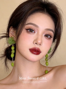 度假风绿色花朵流苏耳环