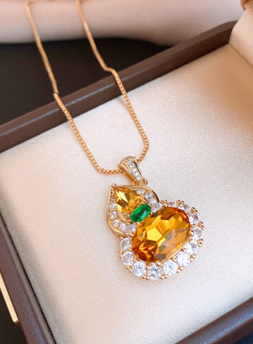 锆石葫芦吊坠项链新中式