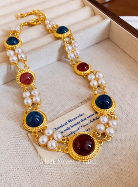 中古饰品珍珠项链宫廷风锁骨链