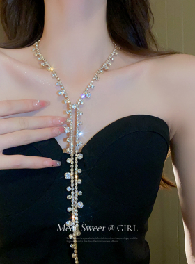 欧美时尚满钻流苏项链轻奢小众