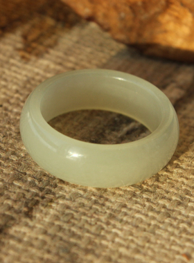 王实斋珠宝/新疆和田玉白玉16.9mm戒指手饰天然油润度好白H289