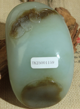 王实斋珠宝/新疆和田玉糖白玉财神弥勒财福双收手把件玩件润H219