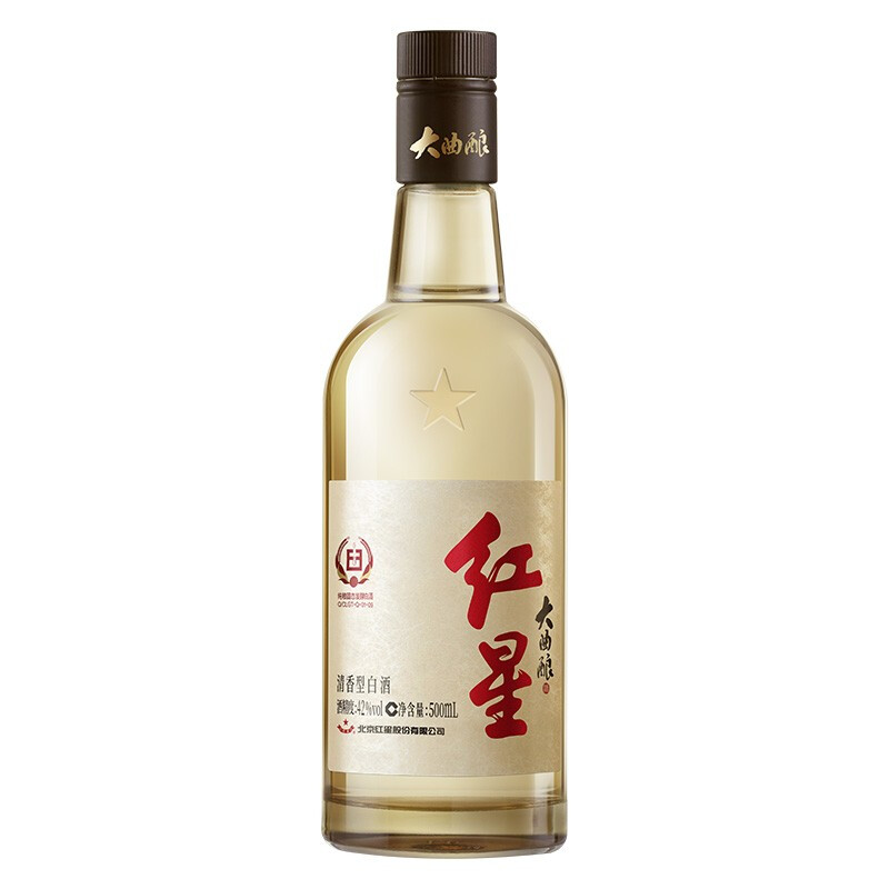 北京二锅头 红星大曲酿 42度清香型白酒 固态纯粮发酵 500ml*6瓶