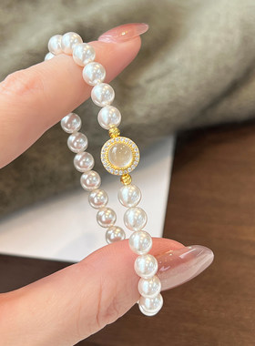 天然珍珠水沫玉托帕石手链女款