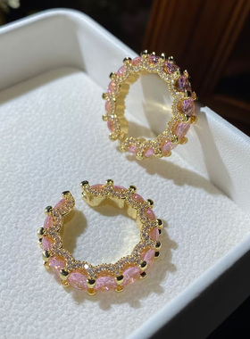 波浪彩色花朵戒指女轻奢ins