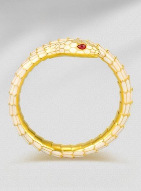 轻奢高级感白蛇手镯女本命年新款铜镀金灵蛇形手环礼物送女友