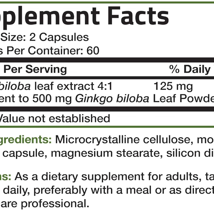 美国Bronson Ginkgo Biloba银杏叶大脑功能和记忆支持 120粒 - 图1