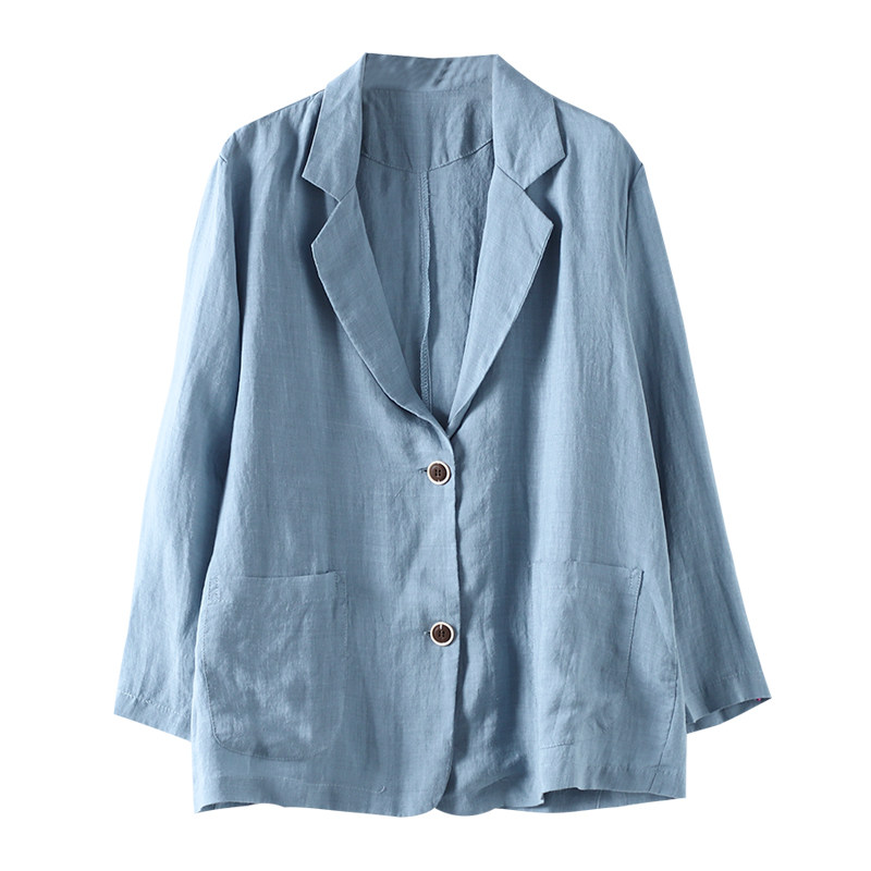 dza宽松棉麻女士小西装2020薄外套 dza西装