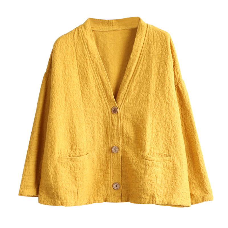 dza文艺棉麻2020早秋开衫女短外套 dza短外套