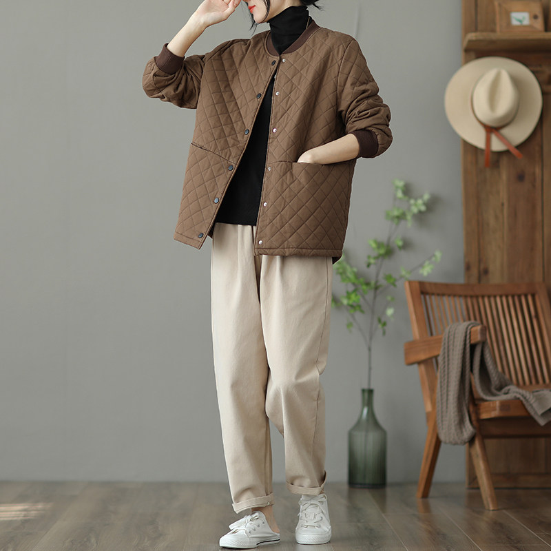 dza复古2021年新款秋冬保暖棉袄 dza棉衣/棉服