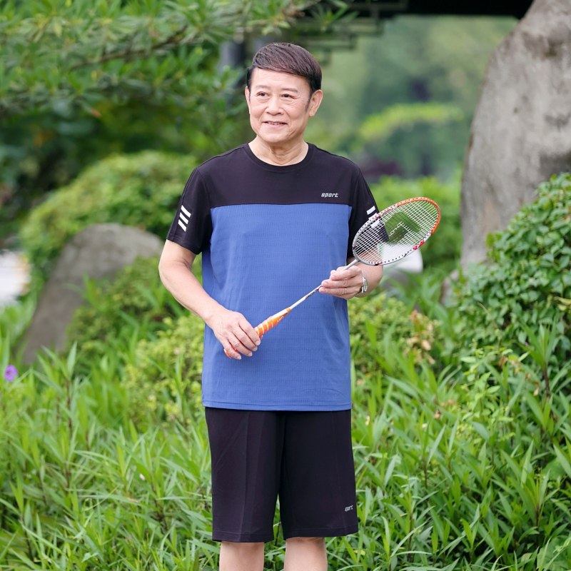 爸爸短袖男冰丝中老年运动套装t恤 frovton弗罗威顿T恤