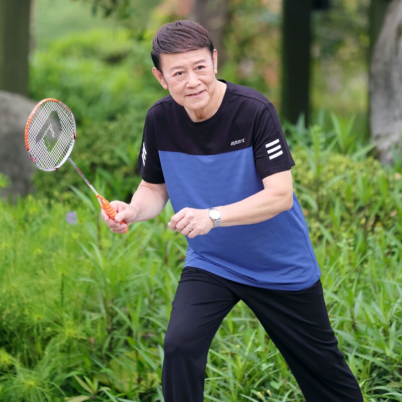 爸爸短袖男冰丝中老年运动套装t恤 frovton弗罗威顿T恤