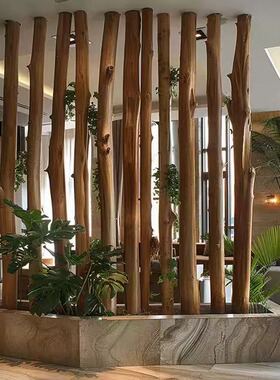 实木去皮大树干民宿酒店展厅