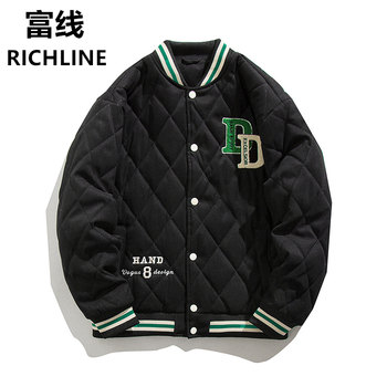 RICHLINE Rich Line Baseball Cotton Clothes for Men and Women Autumn and Winter Children's Cotton Clothes Medium and Big Flight Jackets Trendy Jackets